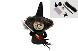 Čarodějnice s kloboukem skádačka, 13cm