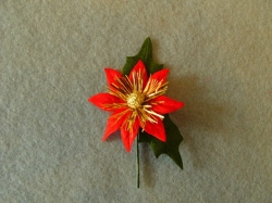 Vánoční květ s listy a stonkem, 8,5 x 6cm
