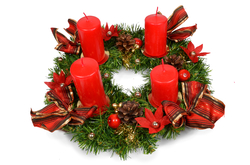 Vánoční adventní věnec (bez svíček) ∅ 32cm, červeno-zlatý