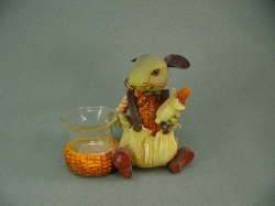 Myš s kukuřicí a miskou na svíčku 12,5cm